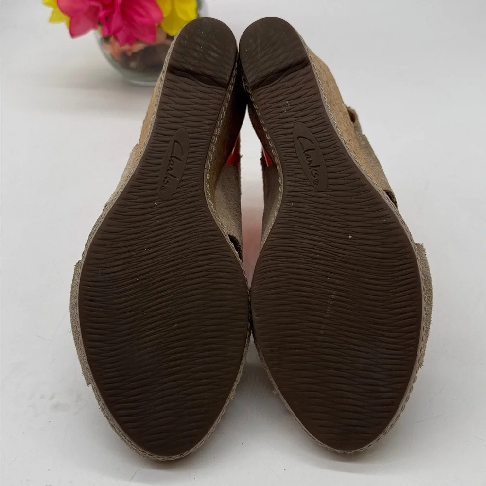 Clarks Collection Tan Suede Cork Wedge Sandals Size 8.5 MCW9323C - Picture 6 of 8